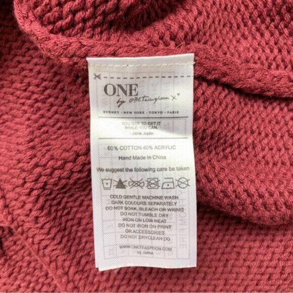 REVOLVE One Teaspoon Turtleneck Sweater Cable Knit Long sleeve Burgundy Size XXS - Picture 14 of 16
